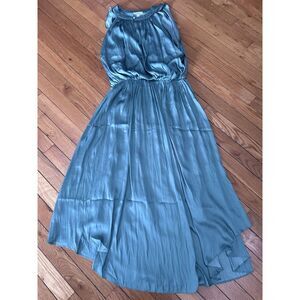 Current Air XS Satin Pleated Green MIDI Dress